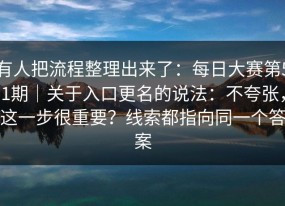 有人把流程整理出来了：每日大赛第51期｜关于入口更名的说法：不夸张，这一步很重要？线索都指向同一个答案