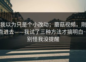 我以为只是个小改动；蘑菇视频，刚点进去——我试了三种方法才搞明白…别怪我没提醒
