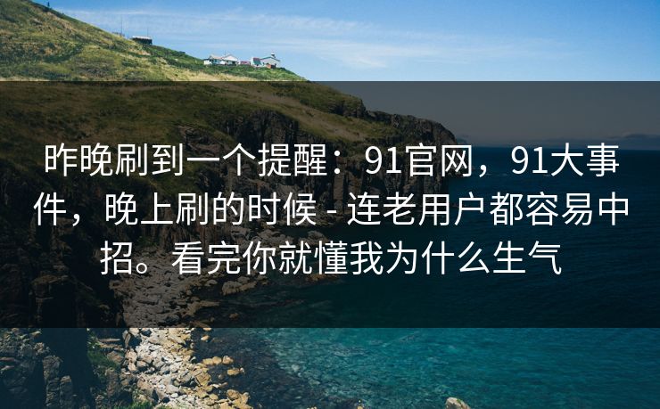 昨晚刷到一个提醒：91官网，91大事件，晚上刷的时候 - 连老用户都容易中招。看完你就懂我为什么生气